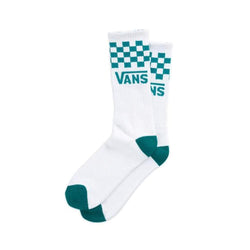 Vans Check Crew Socks Size 9.5-13 White-Quetzal Single Pair - 50-50 Skate Shop