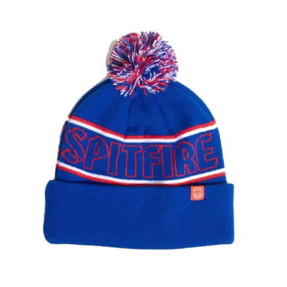 Spitfire Skate Beanie Hombre Pom Pom Blue Red White - 50-50 Skate Shop