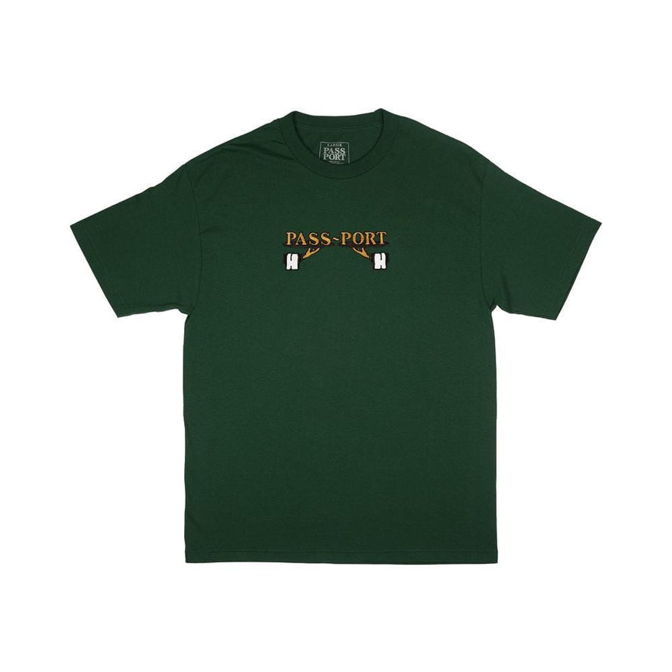 Passport Waiter Embroidery Tee Forest Green - 50-50 Skate Shop