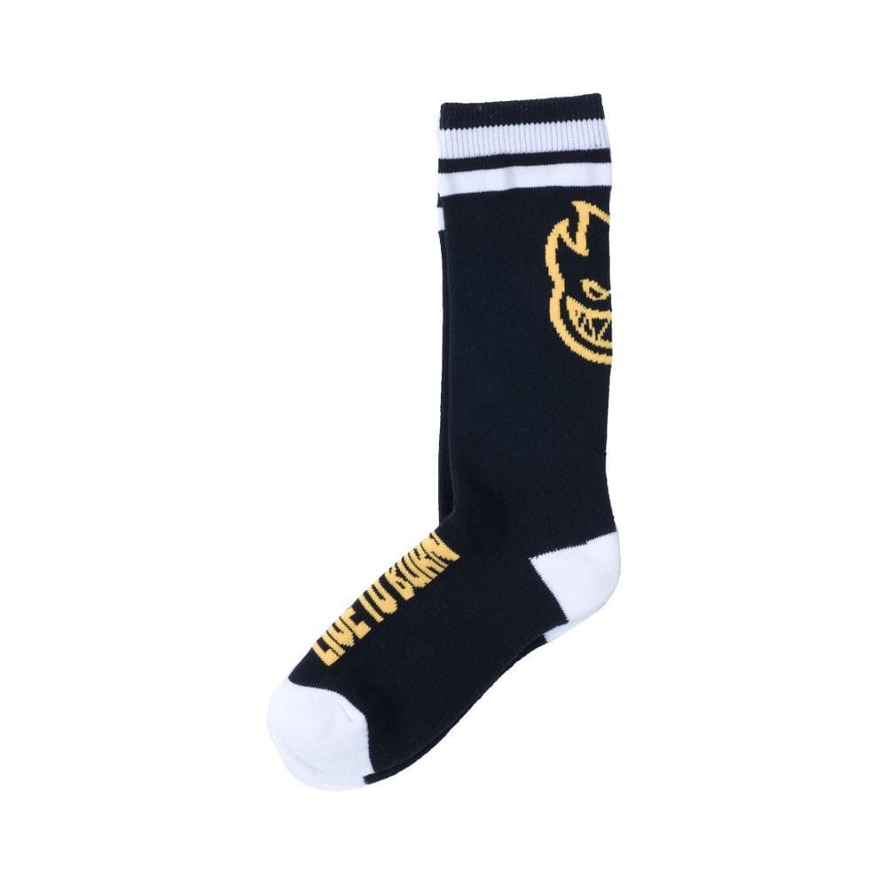 Spitfire Youth Sock Heads Up Black White Yellow Single Pair - 50-50 Skate Shop