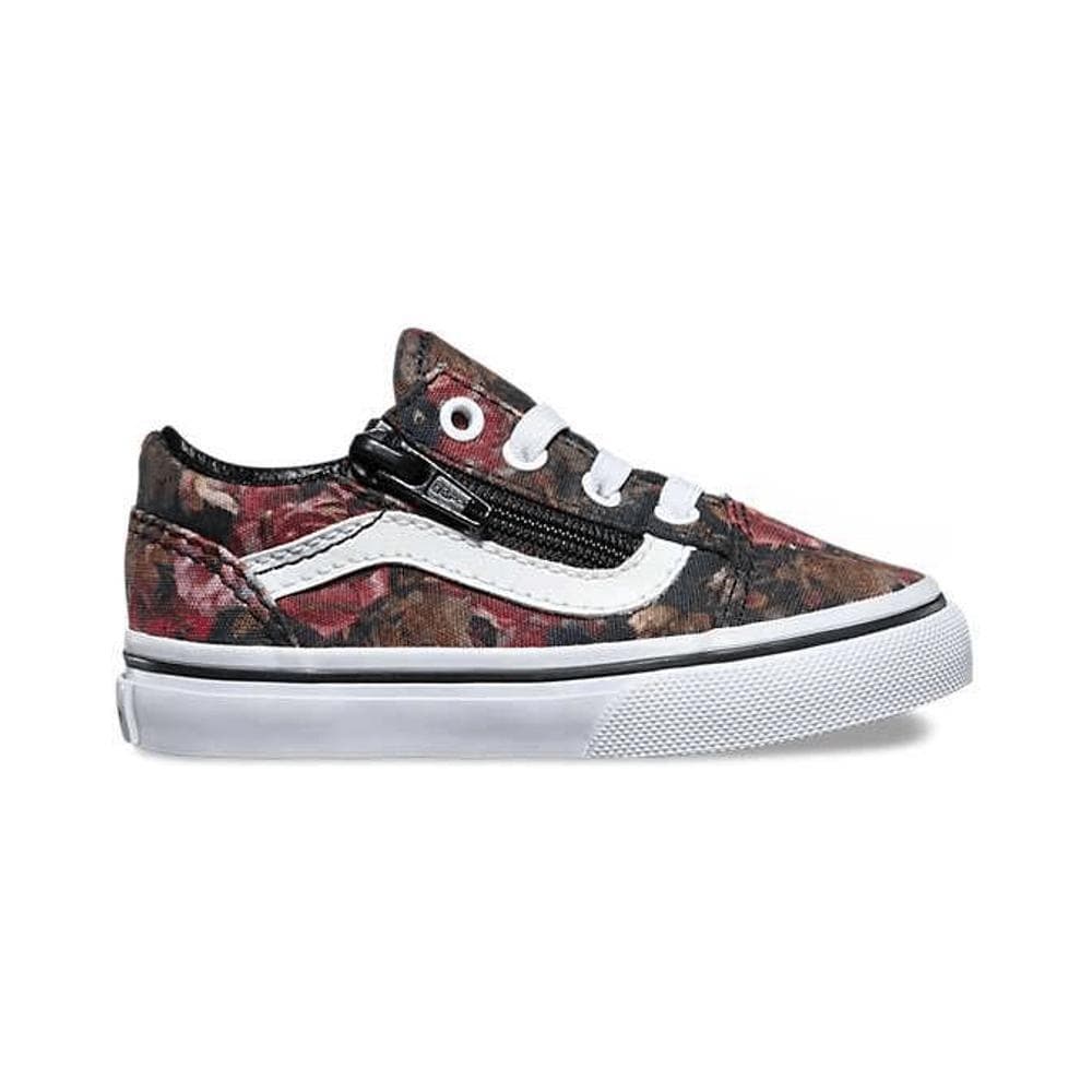 Vans Toddler Old Skool Zip (Moody Floral) Black White 50-50