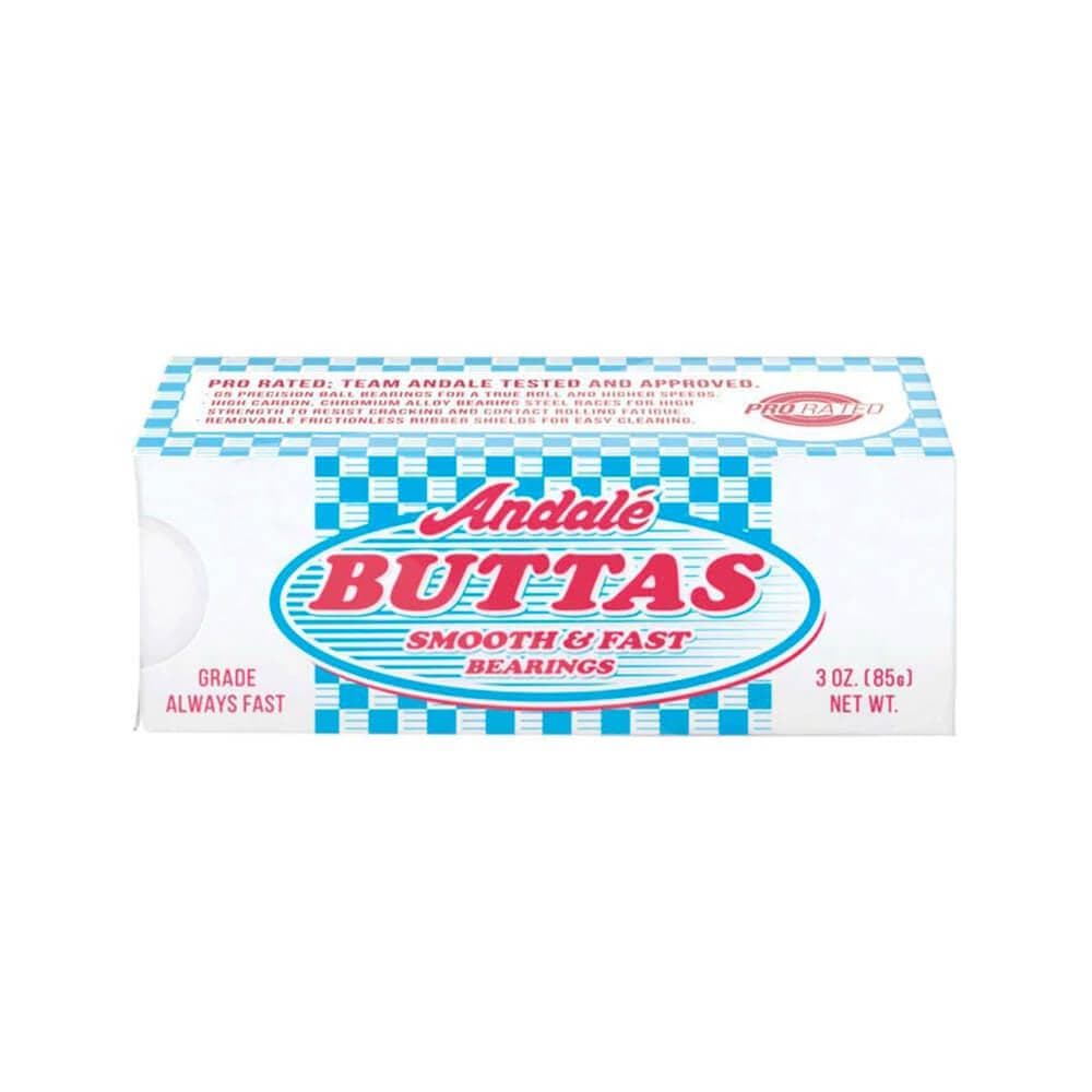 Andale Skateboard Bearings ABEC Buttas White - Set of 8 - 50-50 Skate Shop