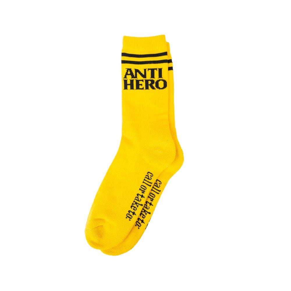 Anti Hero Skate Socks Blackhero If Found Yellow Black - 50-50 Skate Shop