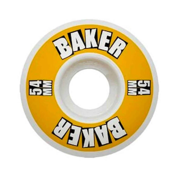 Baker Skateboard Wheels Brand Logo 54mm 99A Yellow White - 50-50 Skate Shop