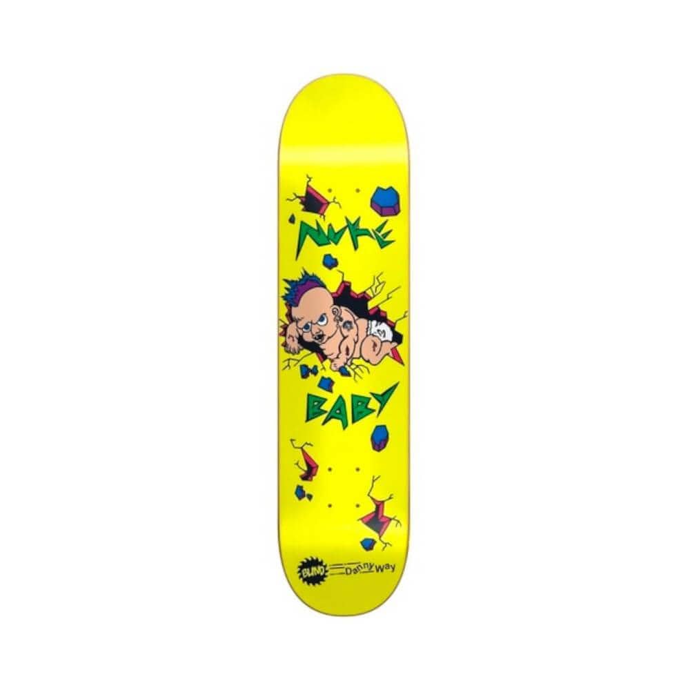 Blind Skateboard Deck Danny Way Nuke Baby HT 8.375" x 32.2" Yellow 14.25" WB - 50-50 Skate Shop