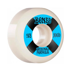 Bones Skateboard Wheels 100's V5 Sidecut 53mm White Blue - Set of 4 - 50-50 Skate Shop