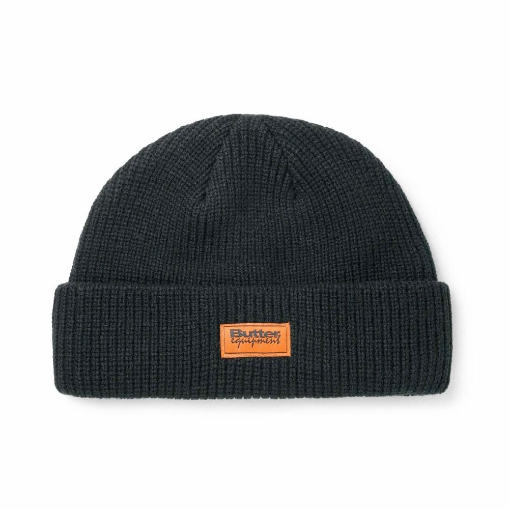 Butter Goods Equipment Beanie Black Orange Patch - 50-50 Skate Shop
