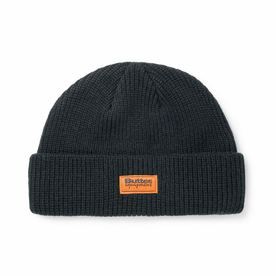 Butter Goods Equipment Beanie Black Orange Patch - 50-50 Skate Shop