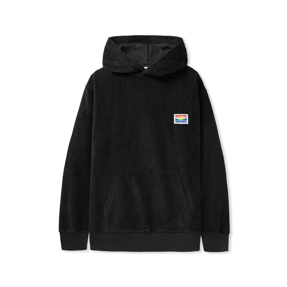 Butter Goods High Wale Corduroy Pullover Hoodie Black - 50-50 Skate Shop