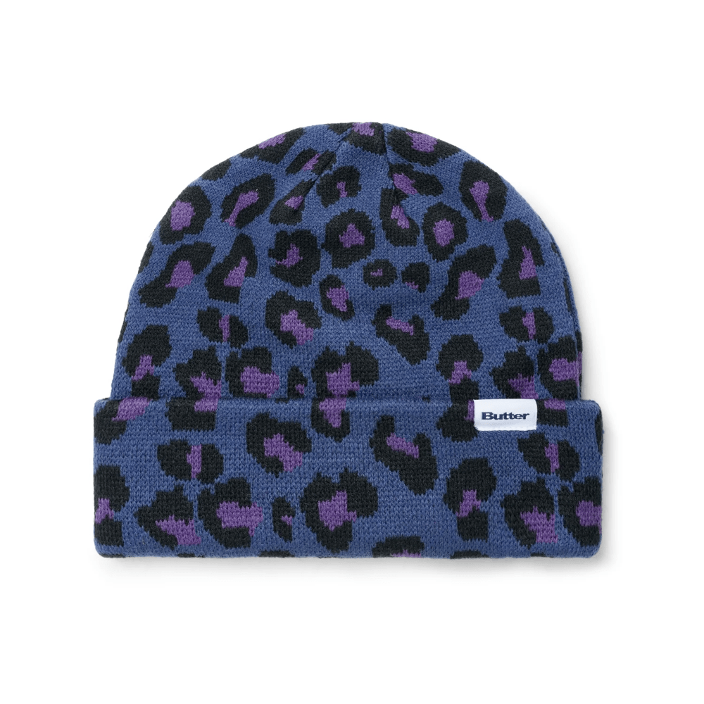 Butter Goods Leopard Beanie Navy OSFA - 50-50 Skate Shop