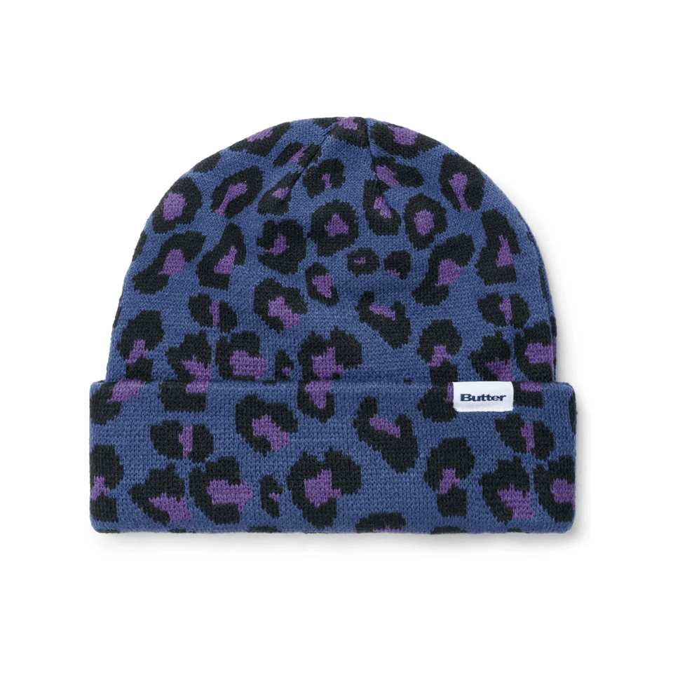 Butter Goods Leopard Beanie Navy OSFA - 50-50 Skate Shop