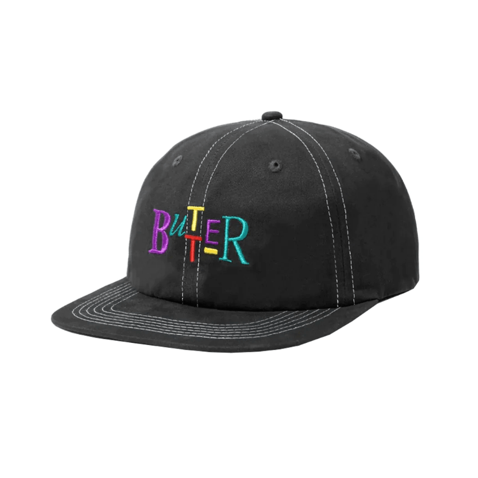 Butter Goods Scope 6 Panel Cap Black OSFA - 50-50 Skate Shop