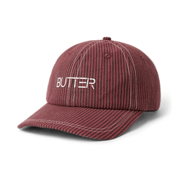 Butter Goods Seersucker 6 Panel Cap Burgundy - 50-50 Skate Shop