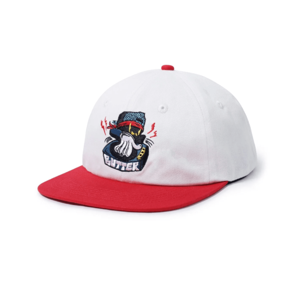 Butter Goods Spinner 6 Panel Cap White Cherry OSFA - 50-50 Skate Shop