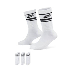 Nike Sportswear Everyday Essential Crew Socks (3 Pairs) White Black - 50-50 Skate Shop