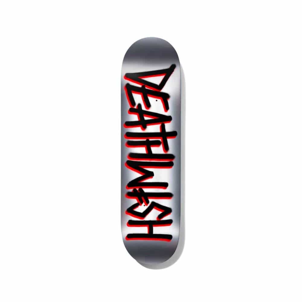 Deathwish Skateboard Deck Deathspray Foil 8.25" x 31.5" Black Silver 14.25" WB - 50-50 Skate Shop