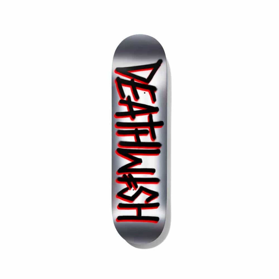 Deathwish Skateboard Deck Deathspray Foil 8.25" x 31.5" Black Silver 14.25" WB - 50-50 Skate Shop