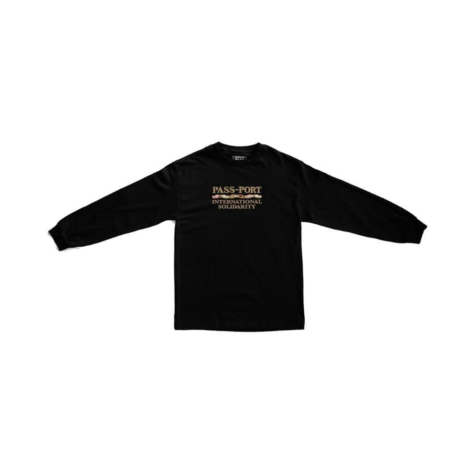 Passport Inter Solid Long Sleeve Tee Black - 50-50 Skate Shop