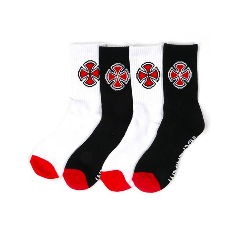 Independent OG Cross Youth Size 2-8 US Socks 4 Pack Multi - 50-50 Skate Shop