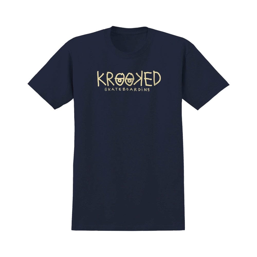 Krooked Skate Tee Krooked Eyes Navy Yellow - 50-50 Skate Shop