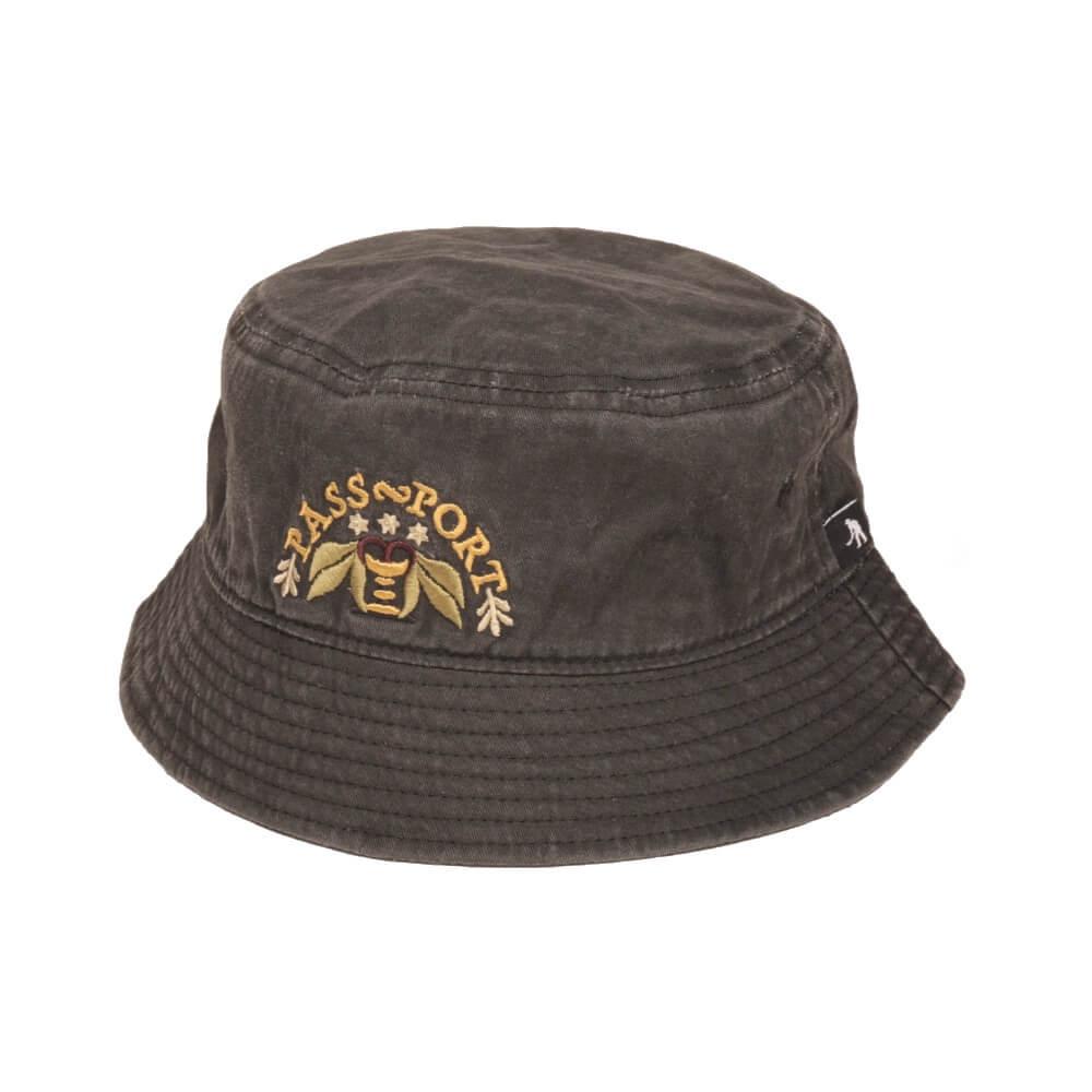 Passport Skate Arched Embroidery Bucket Hat Black - 50-50 Skate Shop