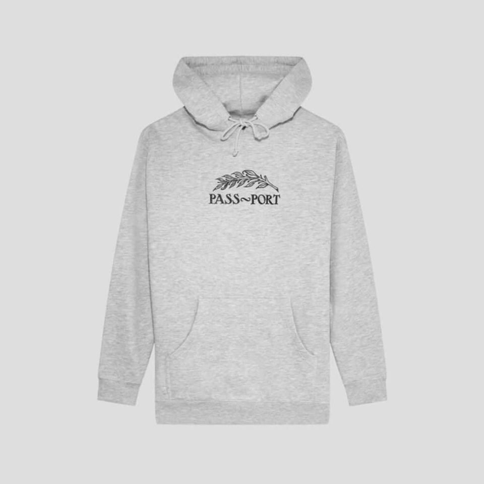 Passport Skate Quill Embroidery Hoodie Grey Heather - 50-50 Skate Shop