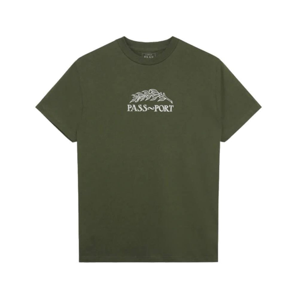 Passport Skate Quill Embroidery Tee Army - 50-50 Skate Shop