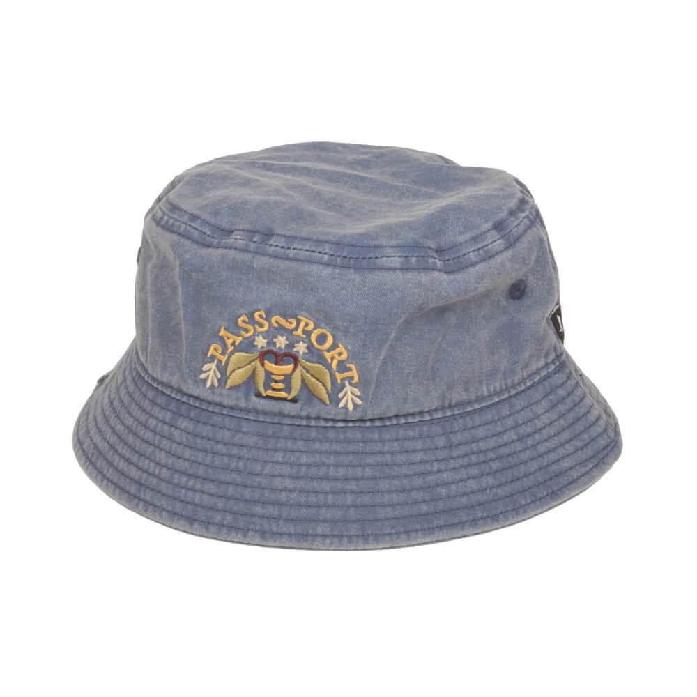 Passport Skate Arched Embroidery Bucket Hat Navy - 50-50 Skate Shop