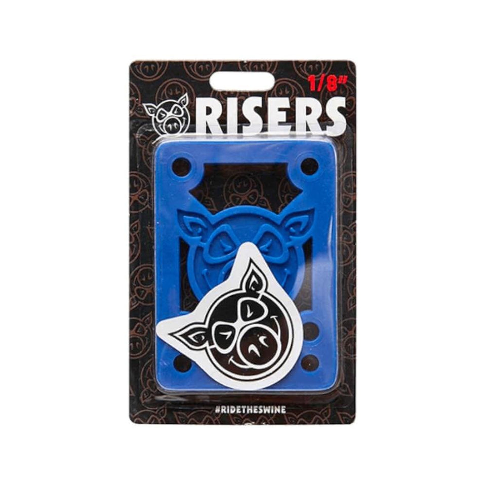 Pig Skateboard Riser Pads Soft Shock 1/8" Blue - Set of 2 - 50-50 Skate Shop