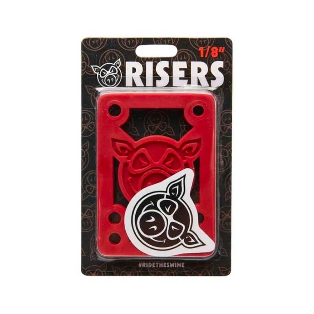 Pig Skateboard Riser Pads Soft Shock 1/8" Red - Set of 2 - 50-50 Skate Shop