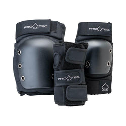 Pro Tec Street Gear Junior Knee Elbow Wrist Guard 3 Pack Pad Set Black - 50-50 Skate Shop