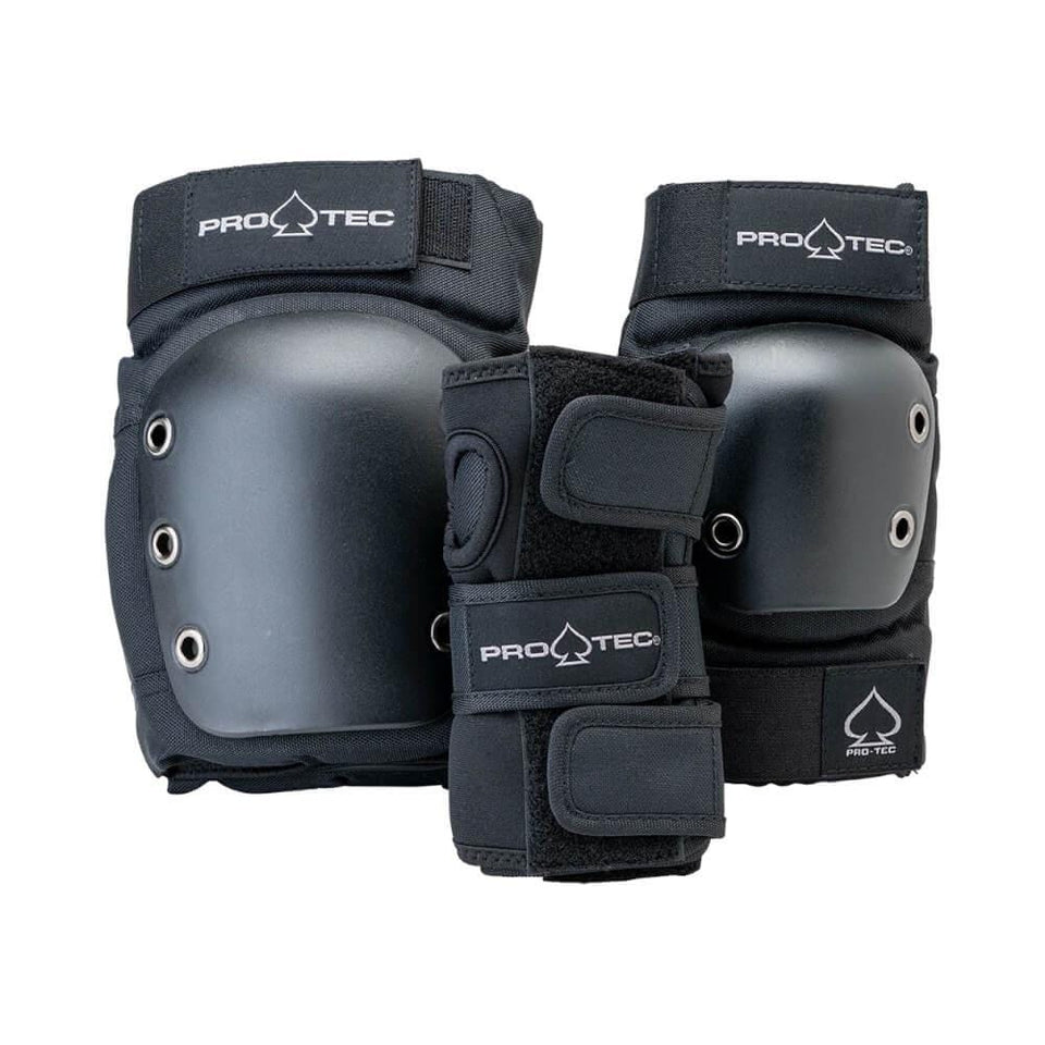 Pro Tec Street Gear Junior Knee Elbow Wrist Guard 3 Pack Pad Set Black - 50-50 Skate Shop