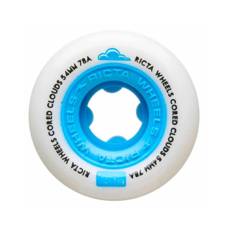 Ricta Skateboard Wheels Cored Clouds 54mm 78A Blue - Set of 4 - 50-50 Skate Shop