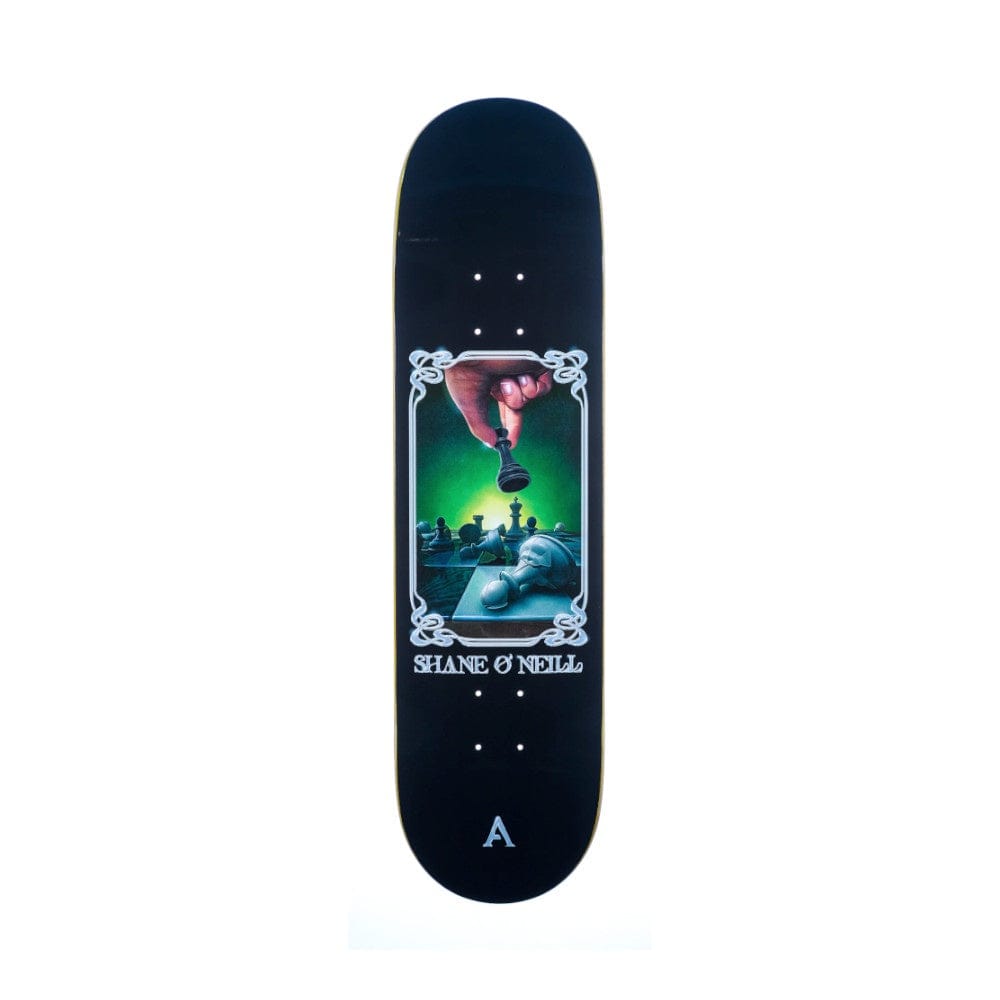 April Skateboard Deck Check Mate 8.25" x 31.92" Shane Oneill Black 14" WB - 50-50 Skate Shop