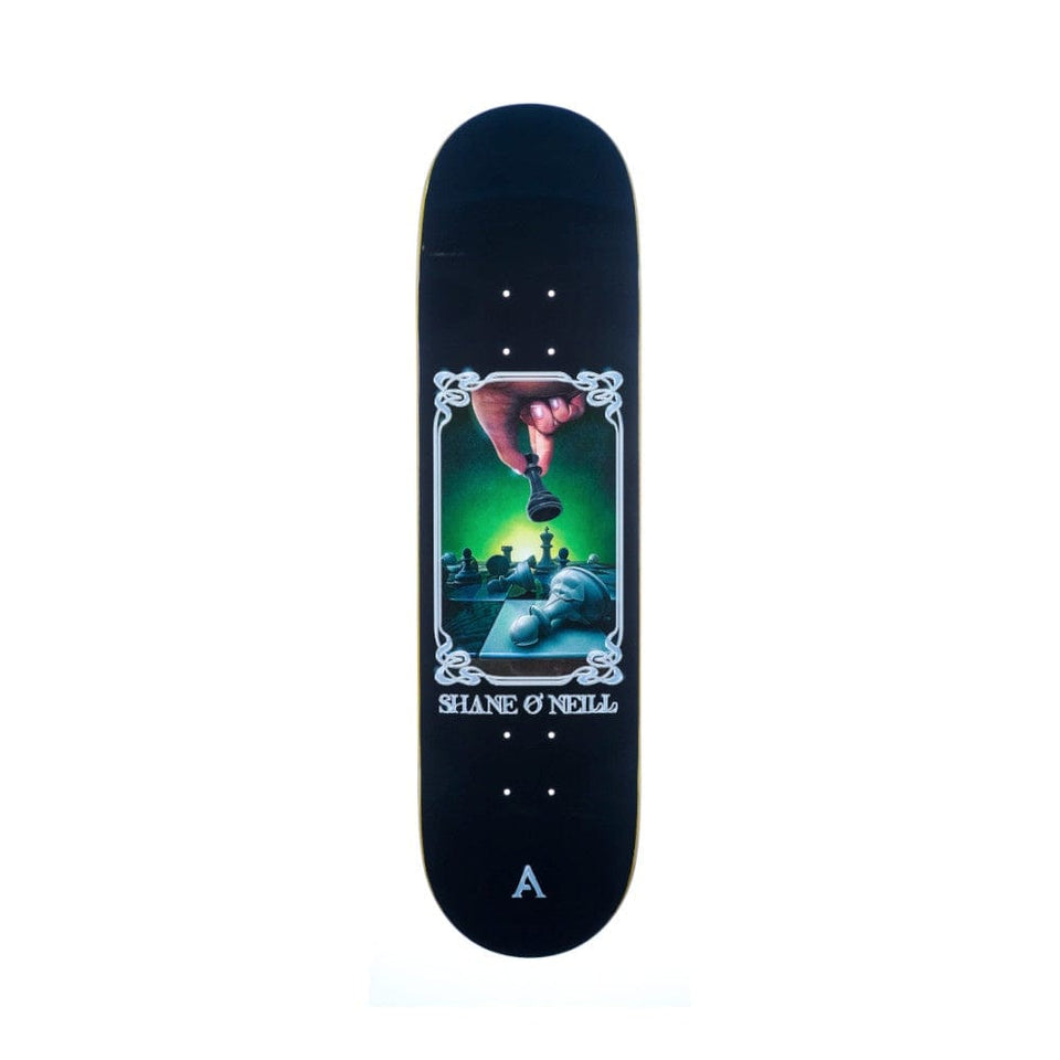 April Skateboard Deck Check Mate 8.25" x 31.92" Shane Oneill Black 14" WB - 50-50 Skate Shop