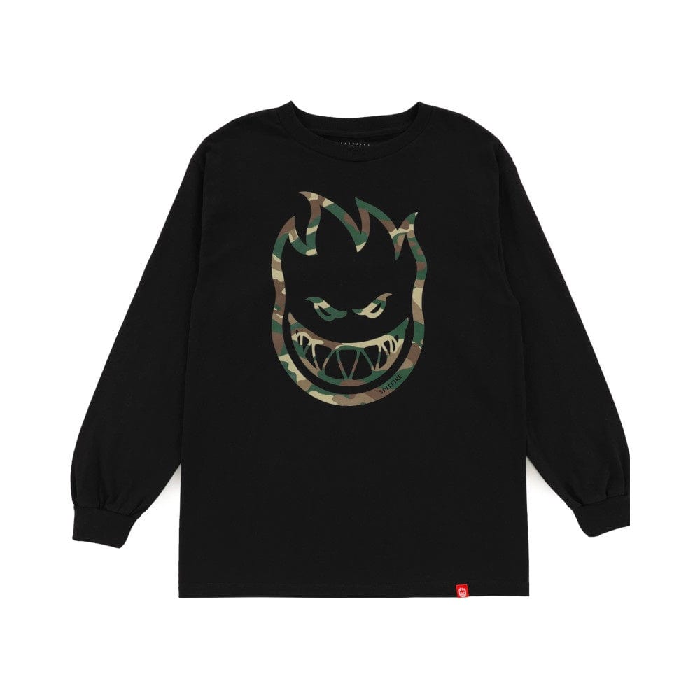 Spitfire Skate Youth Long Sleeve Tee Bighead Fill Outline Black Camo - 50-50 Skate Shop
