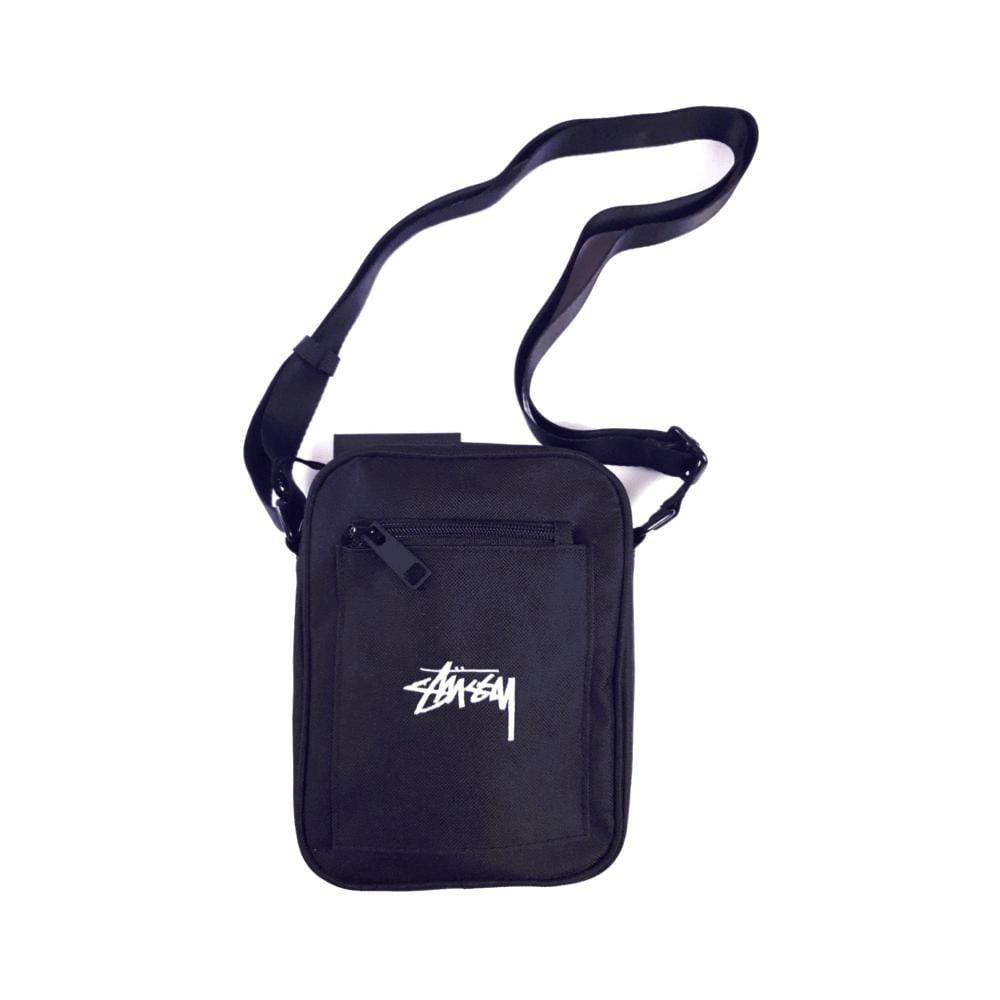 Stussy Stock Messenger Bag Embroidered Logo Black - 50-50 Skate Shop