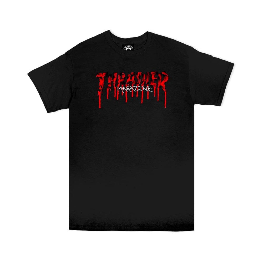 Thrasher Skate Blood Drips Logo Short Sleeve Tee Black - 50-50 Skate Shop
