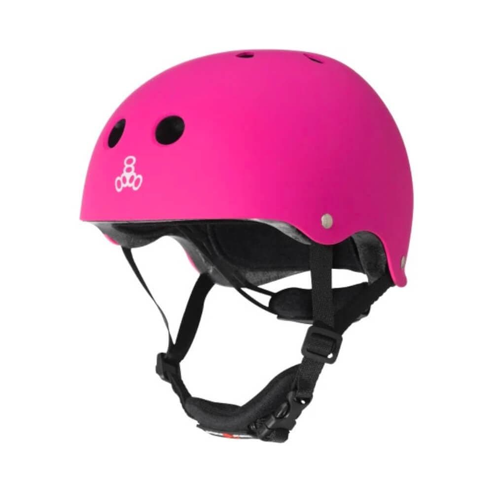 Triple 8 Certified LIL 8 Youth Adjustable Helmet Neon Pink Rubber - 50-50 Skate Shop