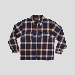 Passport Skate Quilted Zip Up Flannel Jacket Navy - 50-50 Skate Shop