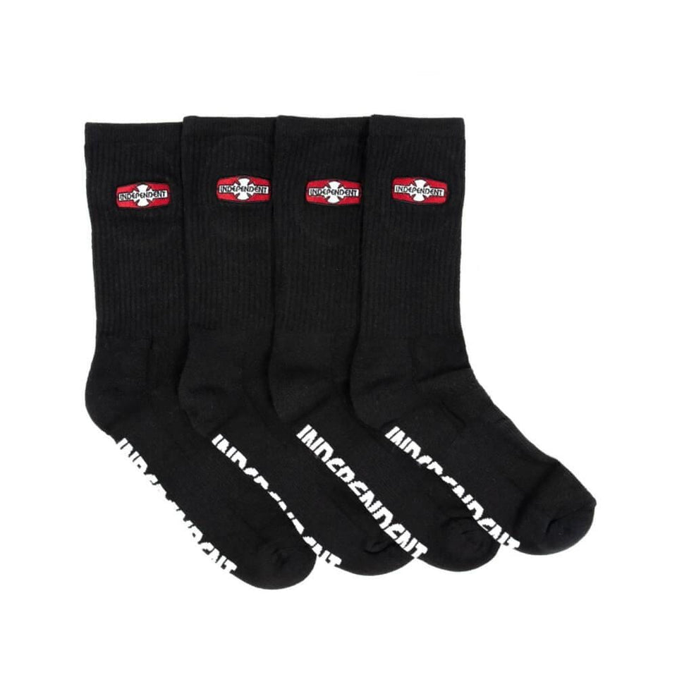 Independent O.G.B.C Rigid Mens 6-10 US Socks 4 Pack Black - 50-50 Skate Shop