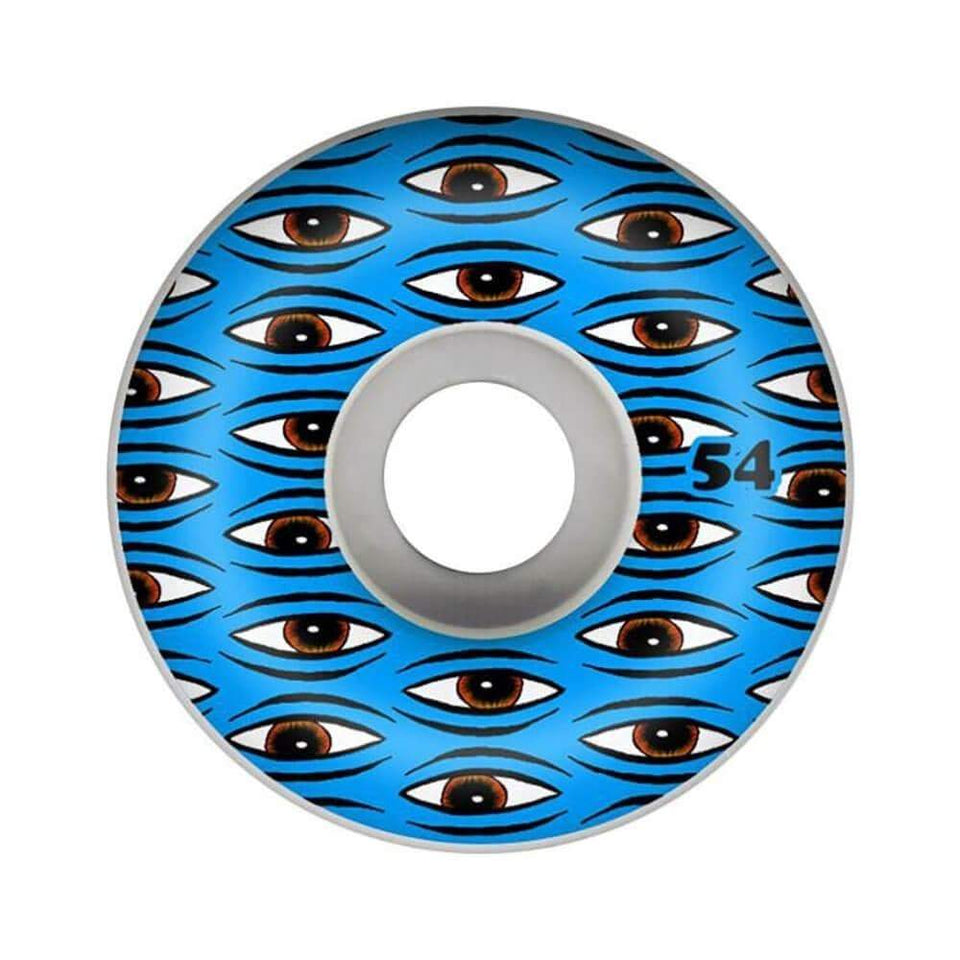 Toy Machine Skateboard Wheels All Seeing 54mm 99a Blue - Set of 4 - 50-50 Skate Shop