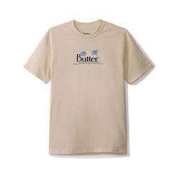 Butter Goods Flowers Classic Logo Tee Cream Blue - 50-50 Skate Shop