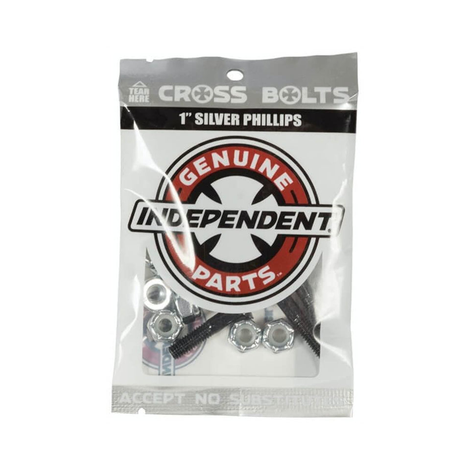 Independent Skateboard Hardware 1" Phillips Black Silver - 50-50 Skate Shop