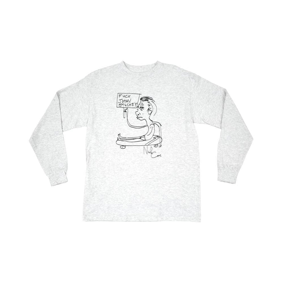 WKND Fuck Johan Long Sleeve Tee Heather Grey - 50-50 Skate Shop