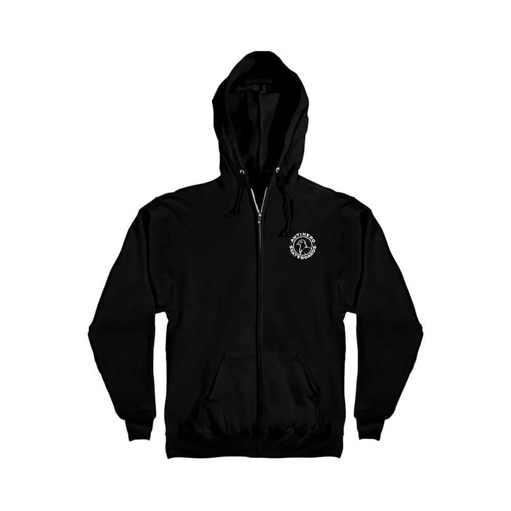 Anti Hero Zip Hoodie Basic Pigeon Round Logo Black White - 50-50 Skate Shop
