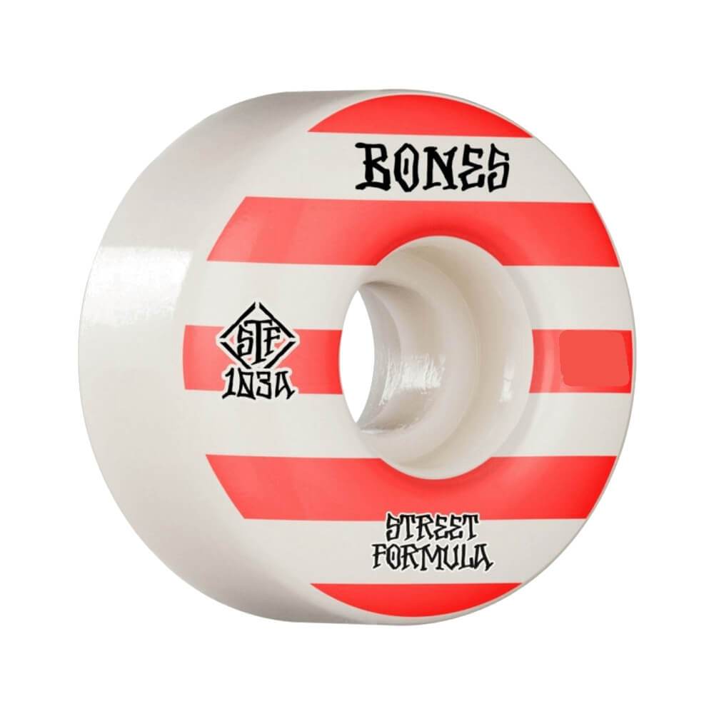 Bones Skateboard Wheels STF V4 Wides Patterns 52mm x 103A Red - Set of 4 - 50-50 Skate Shop