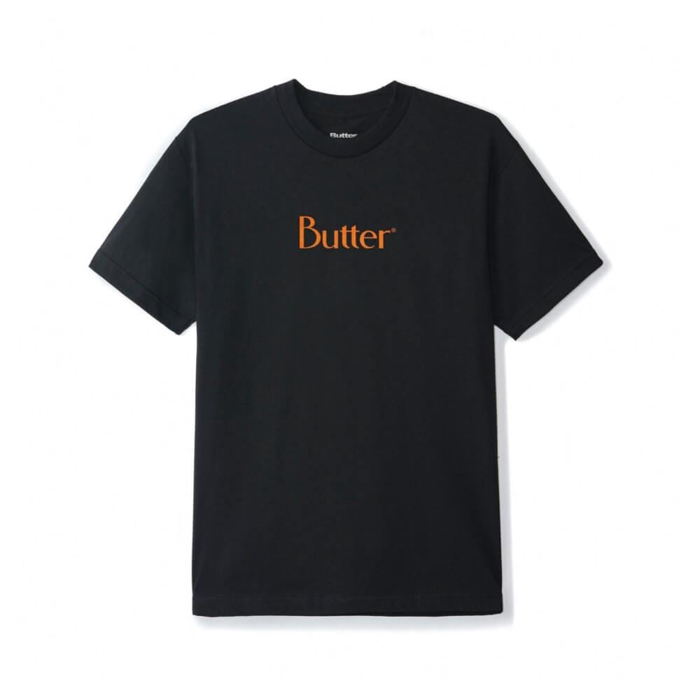 Butter Goods Speckle Classic Logo Tee Black Orange - 50-50 Skate Shop