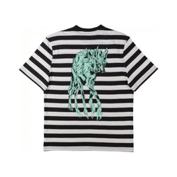 Welcome Maned Woof Striped Knit Tee Black Bone Teal - 50-50 Skate Shop