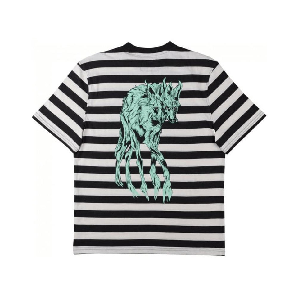 Welcome Maned Woof Striped Knit Tee Black Bone Teal - 50-50 Skate Shop